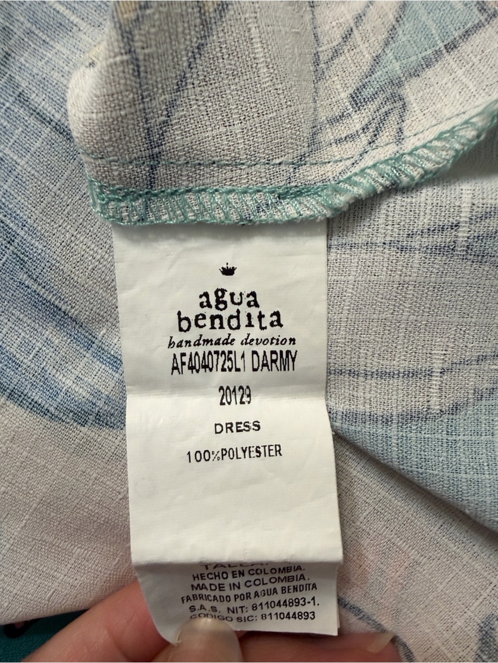 Agua Bendita Teal Floral Halter Top Dress Size M - Picture 9 of 11